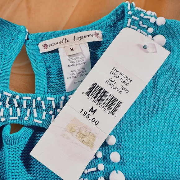 NWT Vintage Nanette Lepore Turquoise ‘Lucia’ Tunic Style Mini Dress Size Medium - Picture 4 of 16